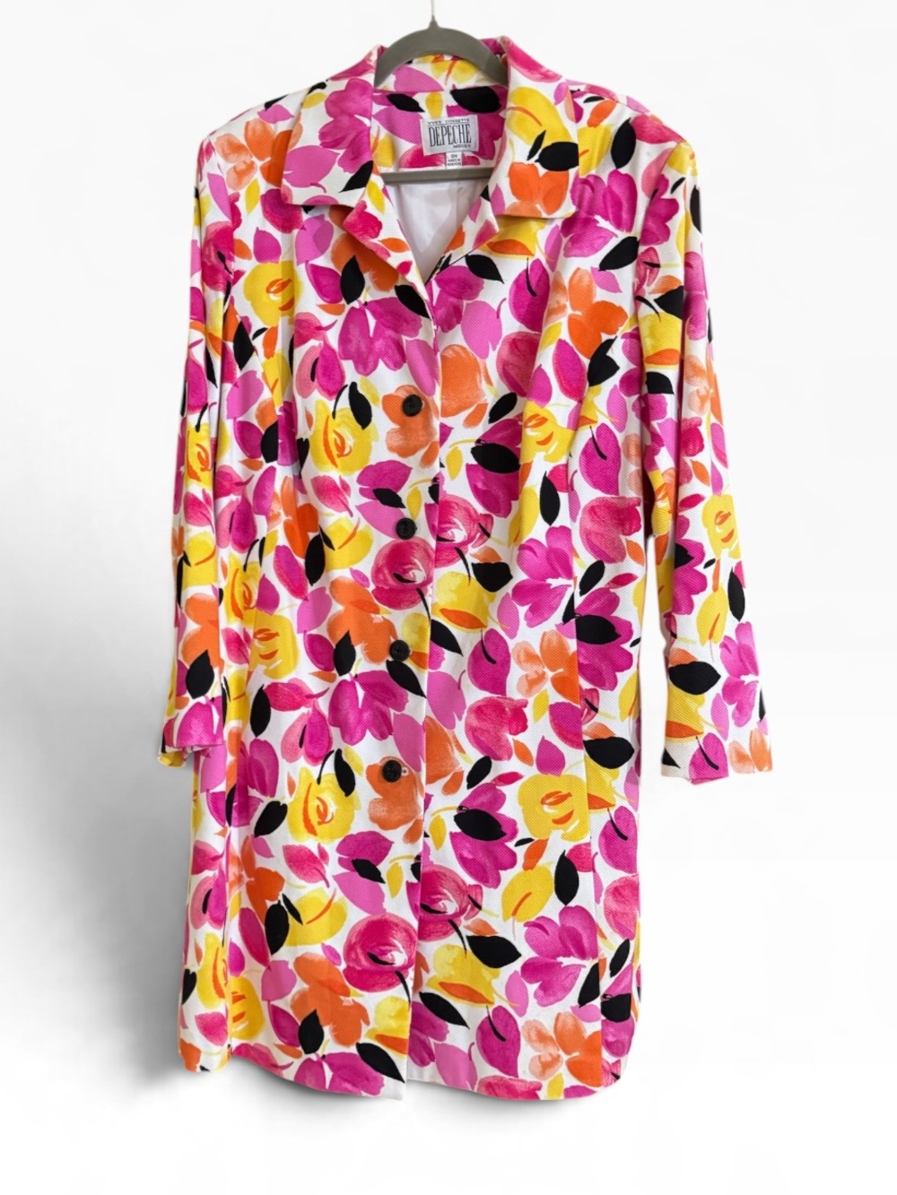 VTG Yves Cossette Depeche Mode Floral Long Duster Coat Jacket 80’s/90’s Retro